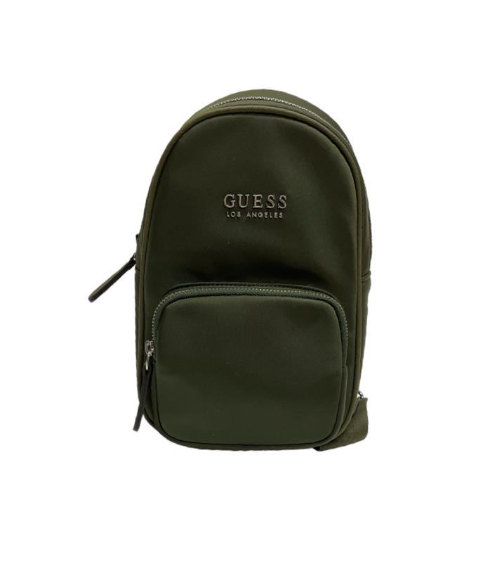 MOCHILA GUESS LOS ANGELES VERDE OLIVO Y BEIGE