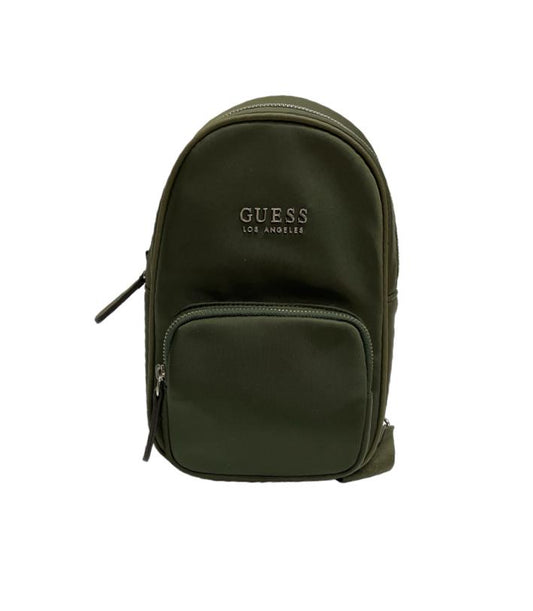 MOCHILA GUESS LOS ANGELES VERDE OLIVO Y BEIGE